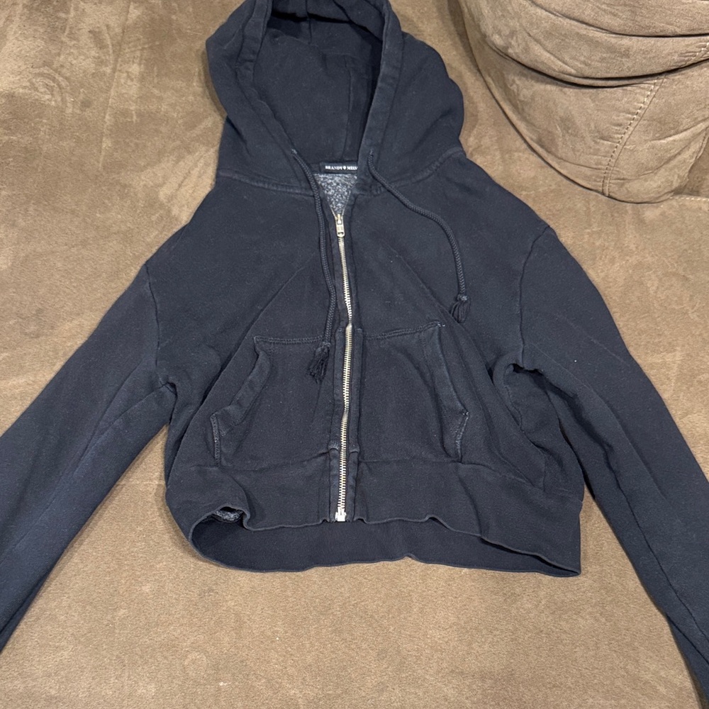 Brandy Melville Black Zip-Up Hoodie